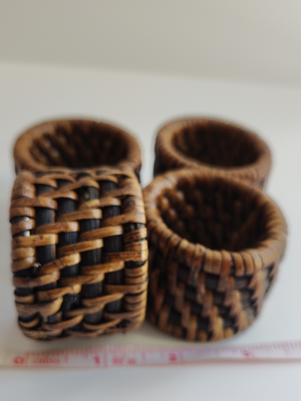 Woven Rattan Napkin Rings - Set of 4 in Natural Brown